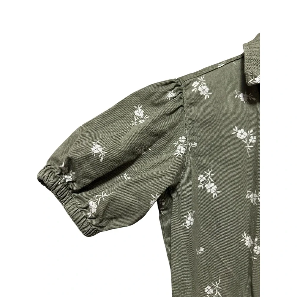 Old‎ Navy Kids Girls Green Floral Puff Sleeve Button Front Romper Jumper 10-12